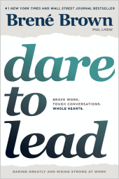 The cover of the book "Dare to Lead" by Brené Brown, featuring the title in large letters and a small symbol in the center.
