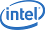 The Intel Corporation logo styled with blue text on a white background.