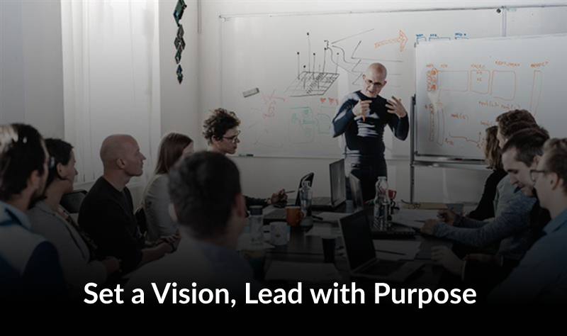 A leader setting vision and goals for the businesss. Vision-Setting for Growth-Minded Executives